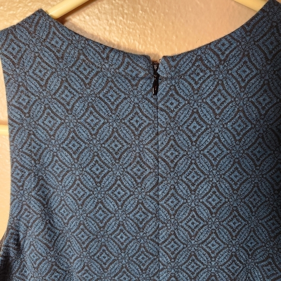 Loft Womens Sleeveless Blue Ponte Knit Patterned Sheath Dress-Size 4 - Picture 6 of 10